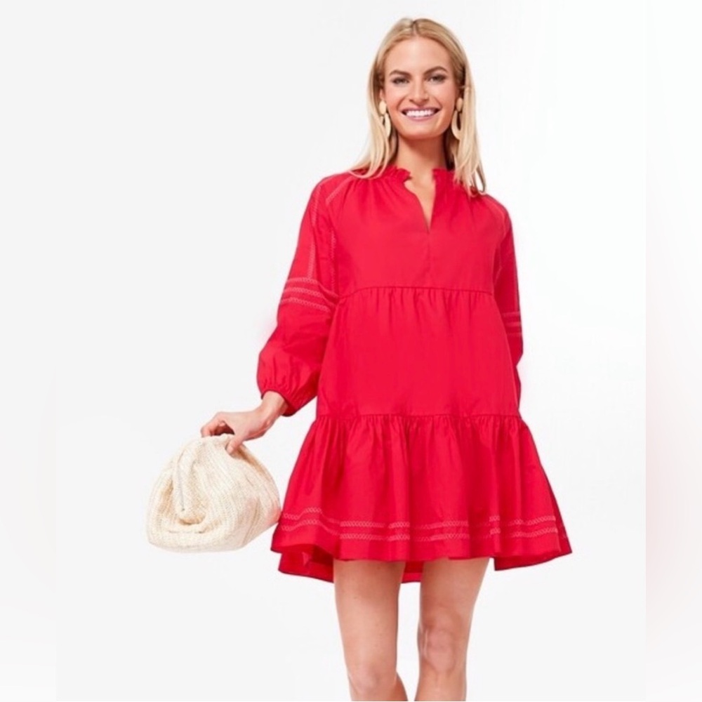 Hyacinth House red and pink Crosley tiered mini dress